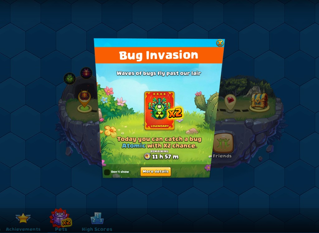 Pet Invasion event pop-up showing the featured pet and timer